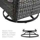 HUMMUH Patio Furniture 5 Pieces Outdoor Furniture Set Wicker Outdoor Sectional Couch with Patio Swivel Rocking Chairs,Ottomans for Patio HUMMUH