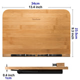 Readaeer Bamboo Book Stand, Large Book Holder with 6 Adjustable Height, Foldable Cookbook Stand Desktop Document Holder for Kitchen & Office (13.4 x 9.3 Inch) READAEER