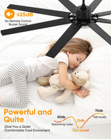 72 inch Large Ceiling Fans with Lights and Remote Indoor/Outdoor Ceiling fan for Living Room Patio Gazebo Kitchen Farmhouse Ceiling Fan Industrial 6 Speed Reversible Quiet DC Motor Dual Side 8 Blades Aircyol