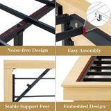 Albott Farmhouse Floating Bed Frame with Extended Headboard, LED Lights & Integrated Charging Station - Natural Oak Albott