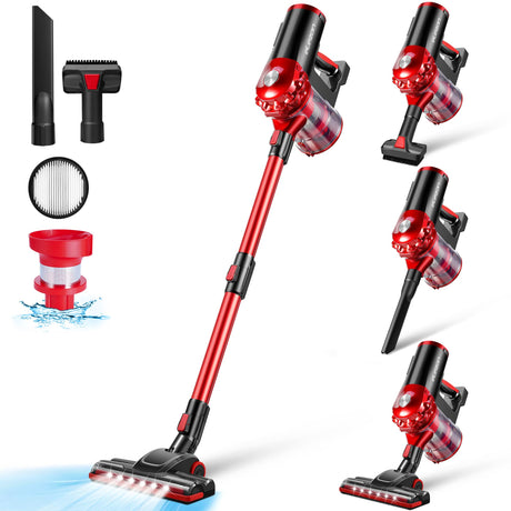 elezon A200 Cordless Vacuum Cleaner Rechargeable, Powerful Multi Cyclone Bagless Vacuum with HEPA Filter, Lightweight Portable Stick Handheld Vacuum Cleaner for Home Hardwood Floor Tile elezon