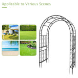 WISLAS 7FT Heavy Duty Steel Garden Arbor with Side Garden Trellis, Rust-Resistant Powder Coated Wedding Arch Archway for Backyard, Vine Plants & Outdoor Decor - Includes Ground Stakes & Easy Assembly WISLAS