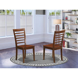 East West Furniture Milan Kitchen Dining Ladder Back Solid Wood Seat Chairs, Set of 2, Mahogany East West Furniture