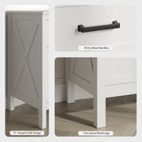 BAZELOR Farmhouse 7 Drawers Dresser for Bedroom, Wood Rustic Wide Chest with Metal Handles, Storage Dressers Organizer for Bedroom, Hallway, Entryway, White BAZELOR