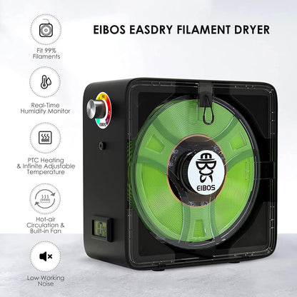 【EIBOS Official】 3D Printer Filament Dryer Easdry, 3D Printer Filament Dry Box with Fan, Adjustable Temperature, Humidity Control & Spool Holder, Compatible with 1.75mm 2.85mm 3.00mm Nylon, P - WoodArtSupply