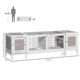 PawHut Rabbit Hutch, Bunny Cage, Guinea Pig House with Pull-Out Tray, and Divided Board for Indoor, White PawHut