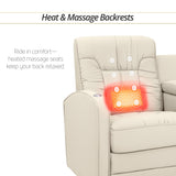 Qualitex De Leon RV Loveseat w/Storage Console, Ultimate Leather, Heat and Massage, Power Recline, Bisque Qualitex