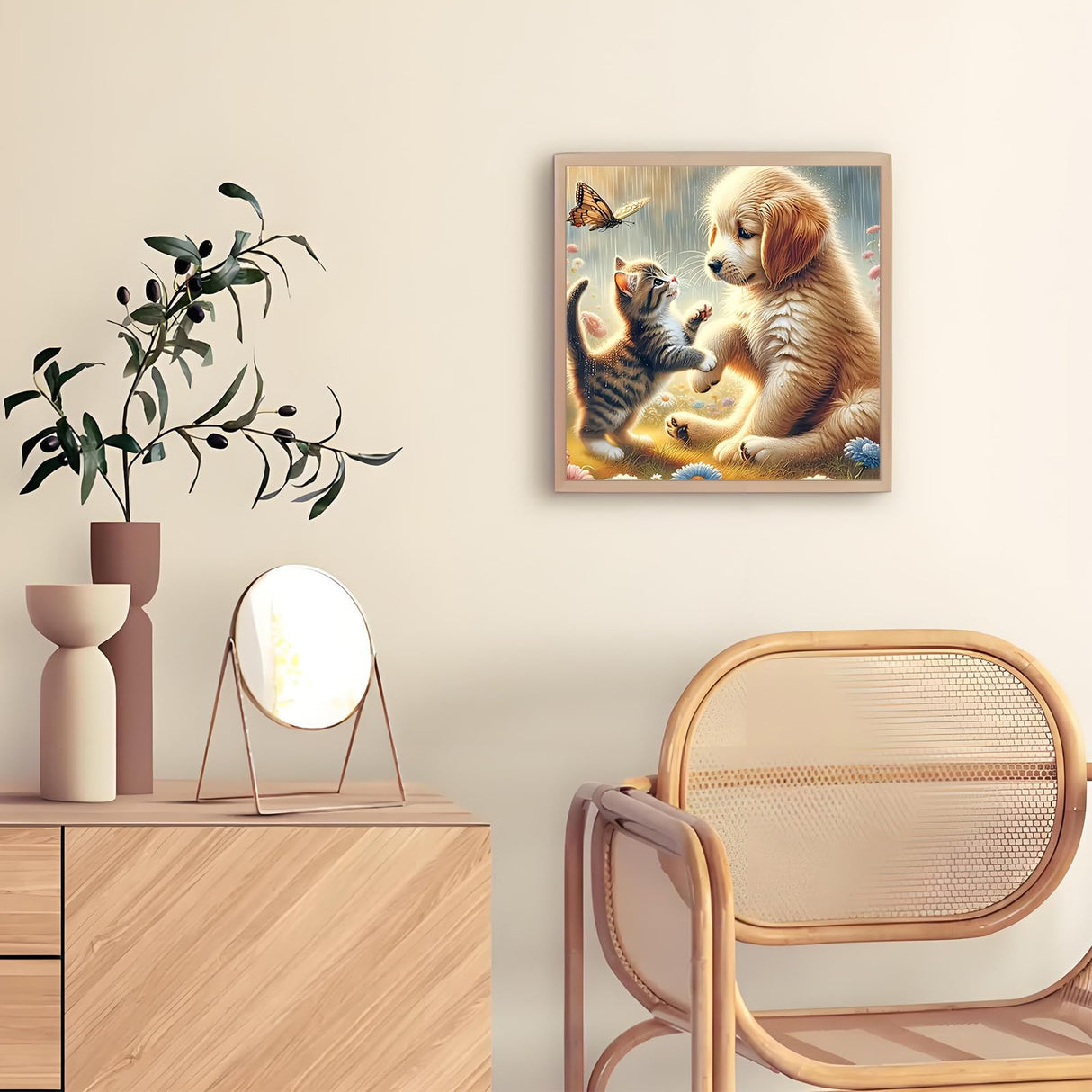 Diamond Painting Kits for Adults, Cute Dog and Cat Diamond Art Kits for Adults Beginner, DIY Full Drill Animal Diamond Dots Paintings with Gem Art and Crafts for Adult Home Decor 11.8x11.8 in Shouruihua