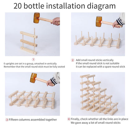 FDHUIJIA Wine Rack Small countertop Cabinet Stackable Storage Wooden freestanding Floor Wine Holder (20 Bottles) - WoodArtSupply