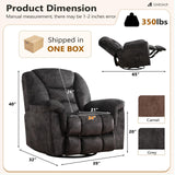 ANJ Rocking Recliner Chair Oversized Swivel Rocker Recliners, Comfy Glider Rocking Chairs for Big Man, Extra Wide Recliners Overstuffed Reclining Chair for Living Room, Grey ANJ