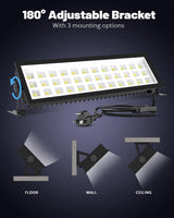 AGranTOP 2 Pack Plug in LED Shop Lights - 100W 15000LM Aluminum Garage Light w/ 9.84ft Power Cord, IP66 Waterproof Shop Lights for Garage, Workshop, Warehouse (Built-in ON/Off Switch) AGranTOP