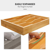oridom Expandable Bamboo Kitchen Drawer Organizer for Cutlery and Utensils, Adjustable Bamboo Wood Cutlery Tray in Drawer for Flatware and Silverware in Kitchen, (Natural) oridom