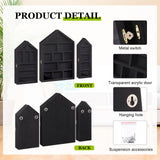 DoubleFill Set of 3 Shadow Cubby Boxes Wooden House Shaped Display Shelf 10 x 15 Inch Large Wall Mounted Display Storage Shelves for Mini Figures Curio Trinket Medals Crafts Collections(Black) DoubleFill