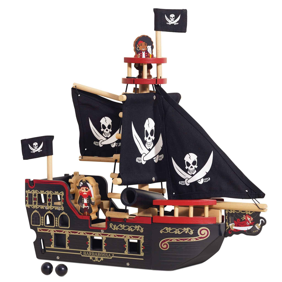 Le Toy Van Barbarossa Pirate Ship Set Premium Wooden Toys for Kids Ages 3 years & Up Le Toy Van