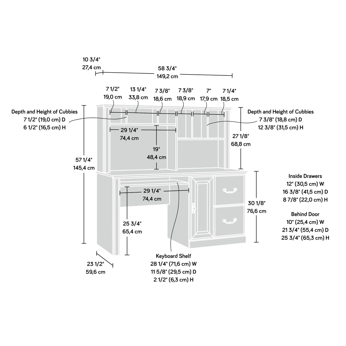 Sauder Orchard Hills Computer Desk with Hutch, Carolina Oak finish - WoodArtSupply