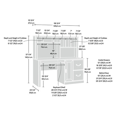 Sauder Orchard Hills Computer Desk with Hutch, Carolina Oak finish - WoodArtSupply