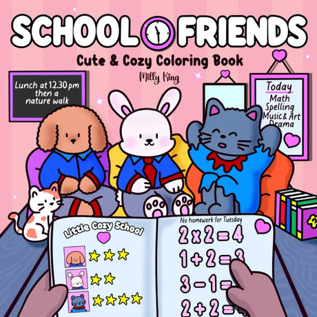School Friends: A cute and cozy coloring book for all ages WoodArtSupply