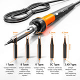 Digital Soldering Iron station Kit, 2 Auxiliary Clamps, 5 Soldering Iron Tips, Solder Wires, Solder Suckers, Stainless Steel Tweezers, and a Phillips Start, soldering station MEAKEST