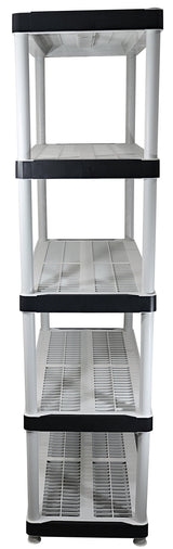 HDX 36” x 72” 5-Tiered Ventilated Plastic Storage Shelving Unit w/ Raised Feet and Tool-Free Assembly Hardware & Outdoor