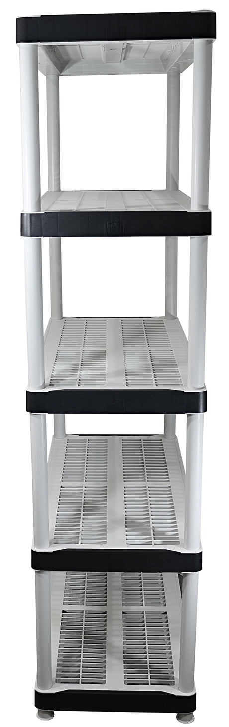 HDX 36” x 72” 5-Tiered Ventilated Plastic Storage Shelving Unit w/ Raised Feet and Tool-Free Assembly Hardware & Outdoor