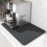 AMOAMI-Coffee Mat Hide Stain Rubber Backed Absorbent Dish Drying Mat for Kitchen Counter-Coffee Bar Accessories Fit Under Coffee Maker Coffee Machine Coffee Pot Espresso Machine 12"x19" Dark Grey AMOAMI