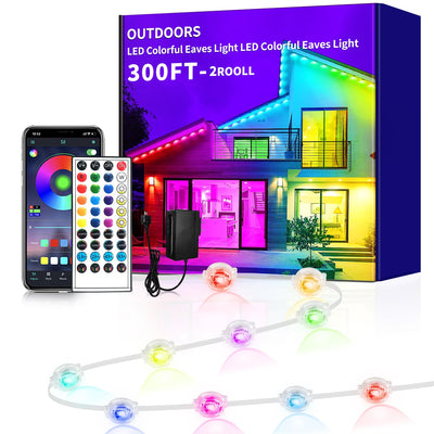 Yocrostar 300ft Permanent Outdoor Light,RGB Eaves Lights with App Control Remote,DIY IP67 Waterproof Under Eave Lighting,Outside led Lights for House,Party,Christmas Decorations(2 Rolls 150FT)
