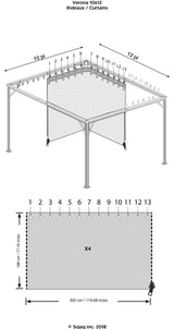 Sojag 135-9158670 10' x 12' Curtains for Verona Outdoor Gazebo, Gray Sojag