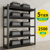 CBCNWR 72''H Garage Storage Shelves, 2500LBS Steel Heavy Duty Storage Shelves, Adjustable 5-Tier Metal Shelf Rack, Heavy Duty Shelving for Garage,Warehouse,Basement,Pantry–Black 35" W x15.7 D x72 H CBCNWR