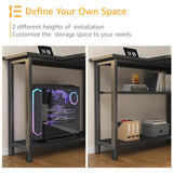 DLisiting Black L Shaped Gaming Computer Desk with Power Outlet Shelves, 40 Inch Small Corner Desk for Small Space Home Office, Study Work PC Desks for Bedroom, Black DLisiting