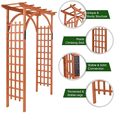 Nightcore, Wooden Garden Trellis Pergola 85 inch Arbor, Wedding Arches for Ceremony, Wood Color GLACER