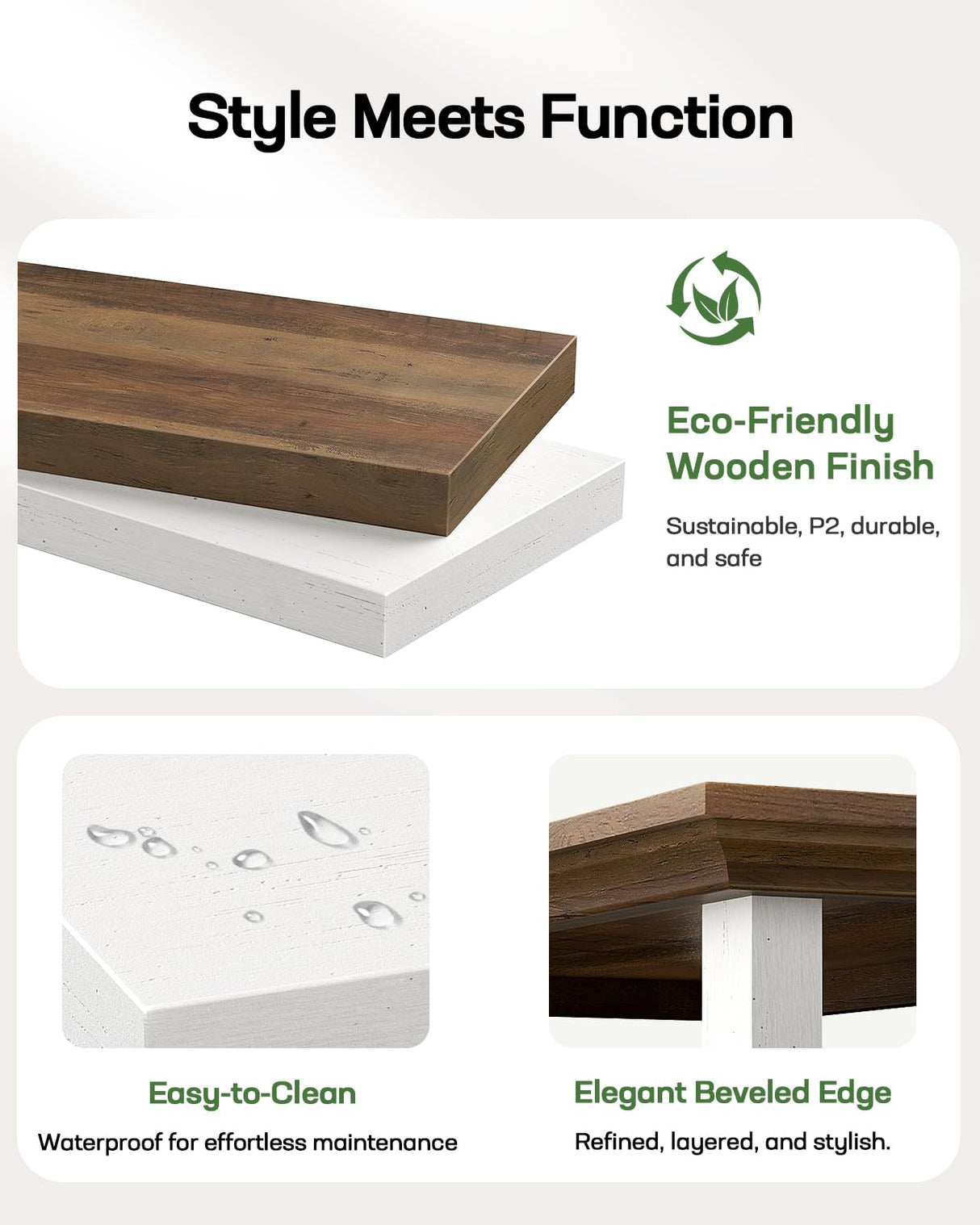 Marsail Farmhouse Coffee Table with Storage, 39.4" Wood Coffee Table for Living Room, Rustic Center Table with 2 Drawers, Open Display Area, Brown&White Marsail