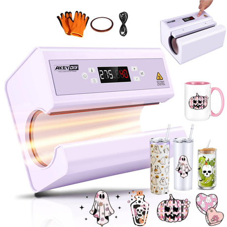 WHUBEFY Tumbler Heat Press Machine, Auto Mug Press Machine for 30oz 20oz, Automatic Press & Release, Sublimation Skinny Tumbler Glass 11-16oz Mugs, Heat Transfer for Tumblers,halloween Gift Cups, Mugs Whubefy