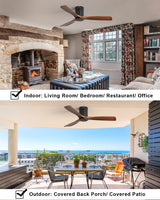 Sofucor Flush Mount Ceiling Fan Low Profile Ceiling Fan with Remote Control 52 Inch Outdoor Ceiling Fan 3 Reversible Walnut Wood Blades Noiseless DC Motor 6 Speed with Timer Sofucor