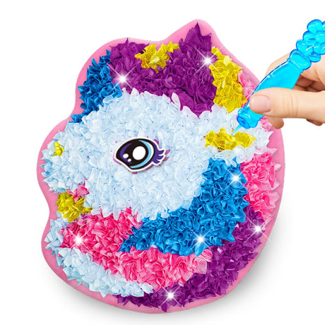 whatstem Plush Craft Unicorn Pillow, DIY Fabric Art Kits for Kids, No Sewing, Make Your Own Unicorn Pillow, Kids Creative Learning Activities, Fun with Bright Colors, Plush Animal Decompression Toys whatstem