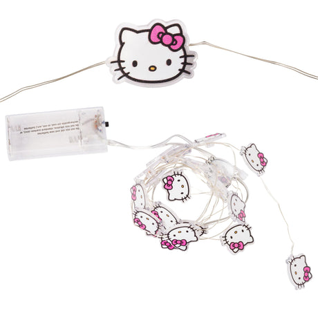 Silver Buffalo Hello Kitty Face with Pink Bow 20ct Decorative String Lights, 7 Feet Long, Battery Powered, Warm White LED Silver Buffalo