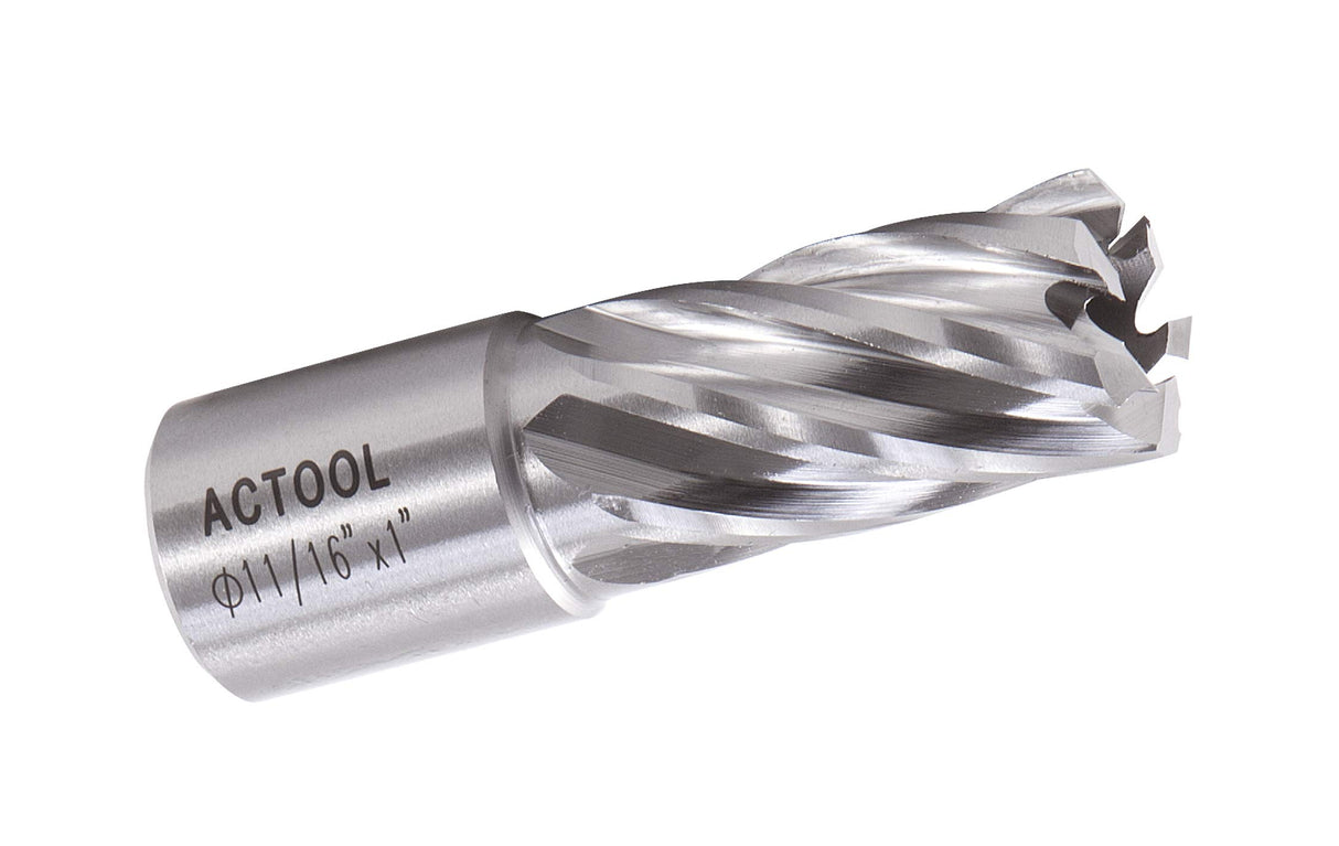 ACTOOL 11/16" Diameter × 1" Depth of Cut HSS ANNULAR Cutter with 3/4'' Weldon Shank ACTOOL