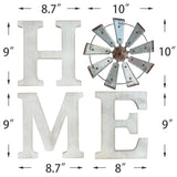 Farmhouse Wall Decor – Home Letters Sign with Rustic Metal Windmill & White Wood – Country Wall Hanging for Living Room or Kitchen Back Trail Decor