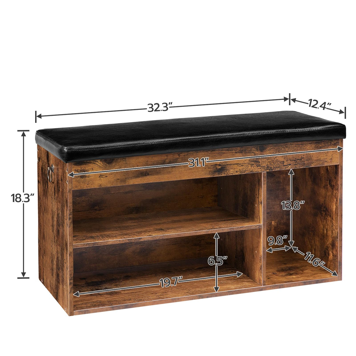 HOOBRO Shoe Storage Bench with Padded Cushion, Entryway Bench with Flip-Open Storage Box and Adjustable Shelf, Shoe Rack with Hidden Compartment, for Entryway, Living Room, Rustic Brown BF40HX01 HOOBRO