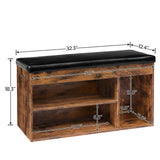 HOOBRO Shoe Storage Bench with Padded Cushion, Entryway Bench with Flip-Open Storage Box and Adjustable Shelf, Shoe Rack with Hidden Compartment, for Entryway, Living Room, Rustic Brown BF40HX01 HOOBRO