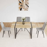 WIIS' IDEA Modern Dining Table Set for 4,Rectangular Solid Wood Dining Table for 4 People,Metal Base and Legs,Suitable for Living Room,Dining Room,Kitchen,55" Dining Table+4Gray Chair WIIS' IDEA