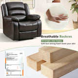 ANJ Manual Recliner Chair Set of 2, Breathable Faux Leather Reclining Chairs with Overstuffed Arm and Back, Living Room Single Sofa Recliners (Dark Brown) ANJ