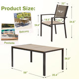 Homall 7 Pieces Patio Dining Set Outdoor Furniture with 6 Stackable Textilene Chairs and Large Table for Yard, Garden, Porch and Poolside, Beige Homall