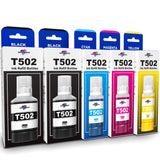 Compatible for Epson 502 Ink Refill Bottles for Ecotank ET-3760 ET-2850 ET-3850 ET-2760 ET-15000 ET-4760 ET-4850 ET-2750 ET-3750 ET-3830 Printers, Compatible for Epson 502 Ink (BK Pigment, C M Y Dye) SUBLIMAKER