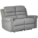 HOMCOM 2 Seater Recliner Sofa with Manual Pull Tab, Fabric Reclining Sofa, RV Couch, Home Seating, Gray HOMCOM