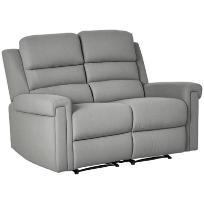 HOMCOM 2 Seater Recliner Sofa with Manual Pull Tab, Fabric Reclining Sofa, RV Couch, Home Seating, Gray