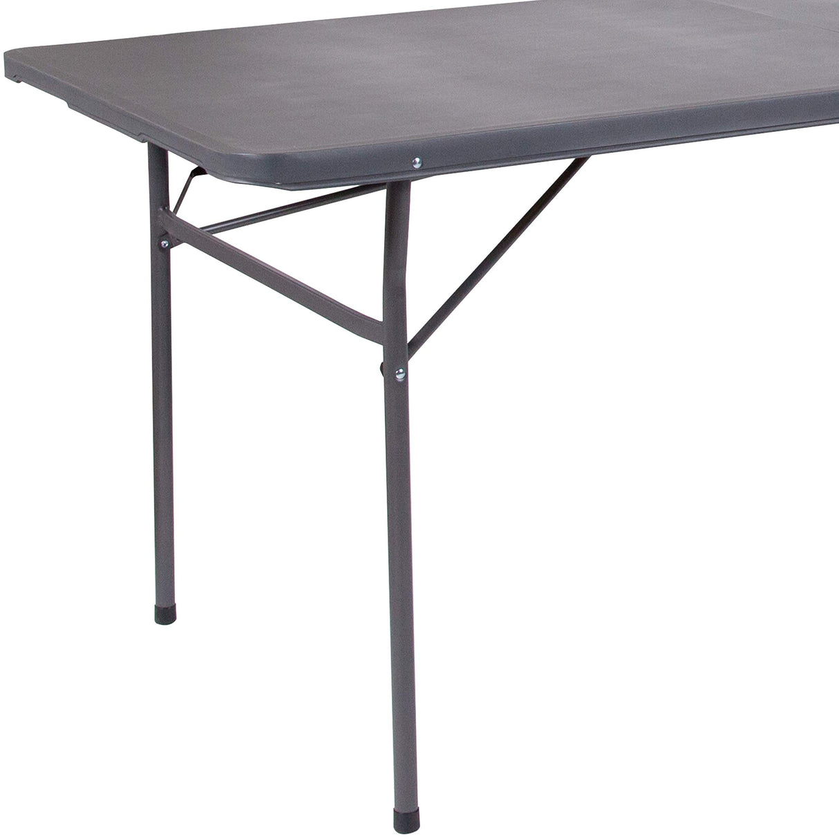 Flash Furniture 6' Rectangular Plastic Folding Event Table with Carrying Handle, Bi-Fold Portable Banquet Table for Indoor/Outdoor Events, Dark Gray Flash Furniture