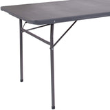 Flash Furniture 6' Rectangular Plastic Folding Event Table with Carrying Handle, Bi-Fold Portable Banquet Table for Indoor/Outdoor Events, Dark Gray Flash Furniture