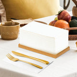 KAMMAK White Dinner Napkins Disposable Cloth Like Paper Napkins Folded with Pocket 100 Pack Guest Hand Towels for New Year Decoration, Bathroom, Party, Wedding Reception, Kitchen (16.5 x 16.5 in) KAMMAK