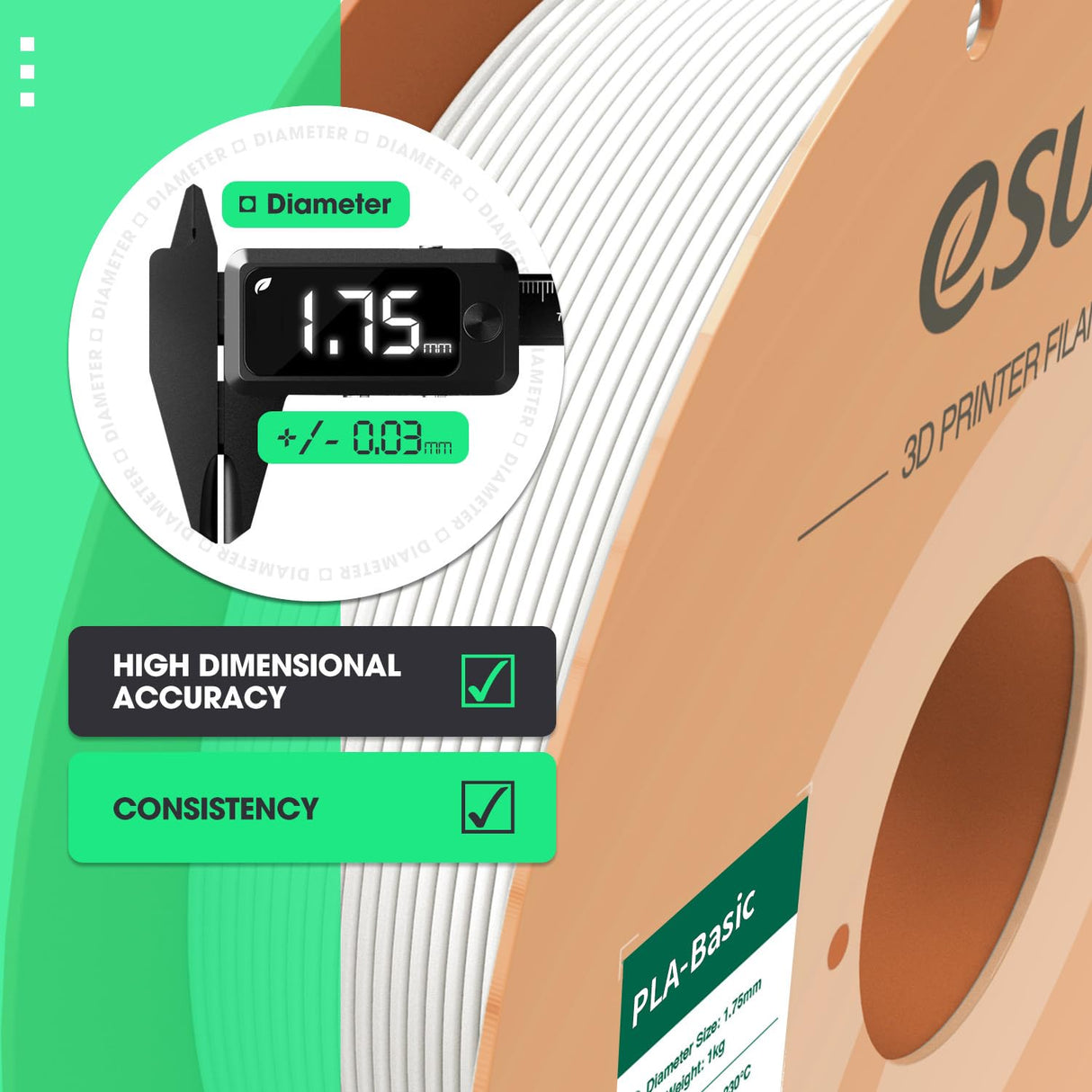 eSUN PLA Basic Filament 1.75mm, 1KG Spool (2.2 LBS) High Speed Printing 3D Printer PLA Filament,Designed for Fast Printing, Blue eSUN