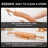 ESDOPA Classic Wood Rolling Pin - Wooden Rolling Pins for Baking Silicone Mat Set, Dough Roller with Wood Base, Fondant Roller for Pie Crust Cookies Pizza Dough and Bread, 17 Inch ESDOPA